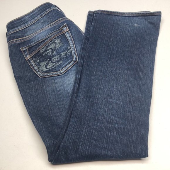 RETRO SILVER AIKO BOOTCUT JEANS 29x31 EMBOSSED PATCH 😎 - Picture 9 of 14